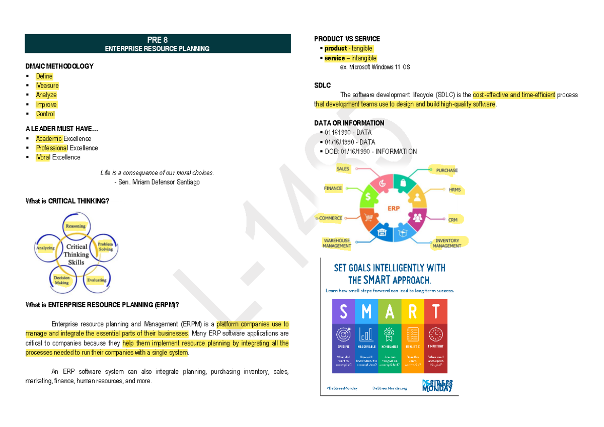 PRE 8 - ERP Notes: Understanding Enterprise Resource Planning ...