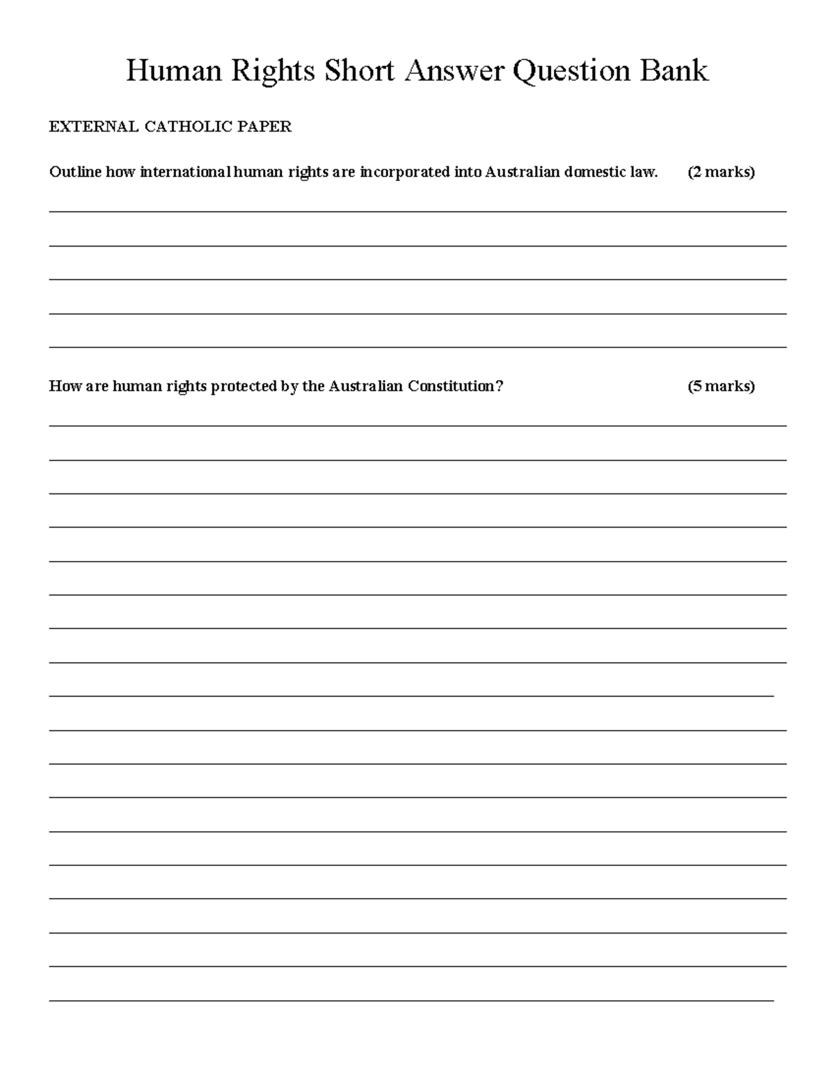 2020 LS Human Rights Question Bank - Human Rights Short Answer Question ...