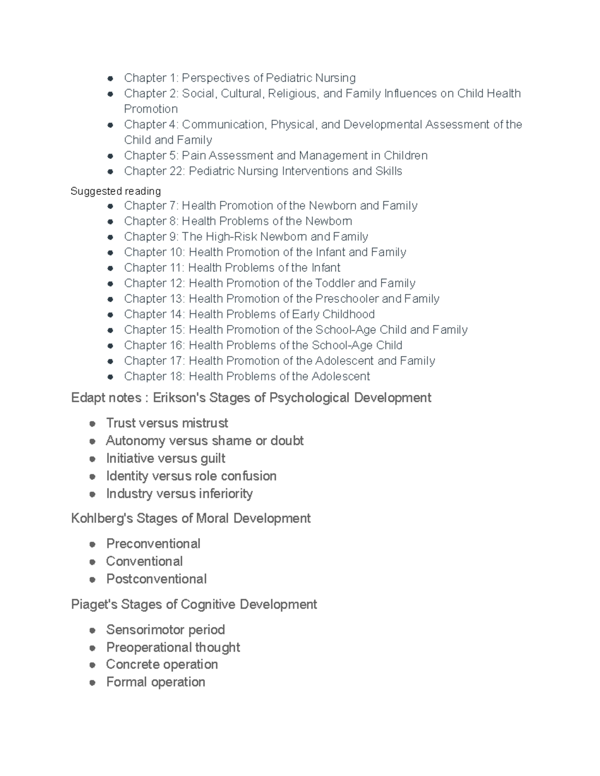 Edapts week2 &3 - Chapter 1: Perspectives of Pediatric Nursing Chapter ...