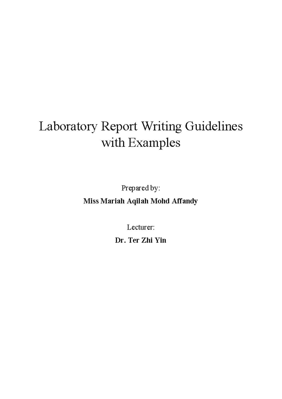 Laboratory Report Writing Guidelines (40438) with Examples - Studocu