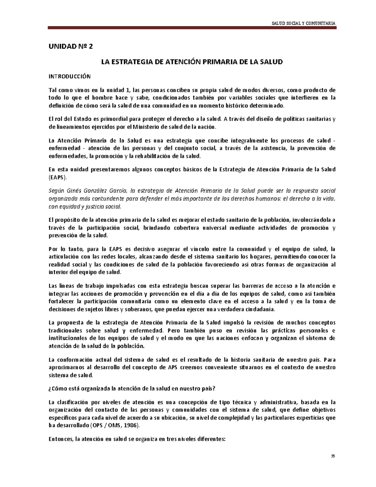 LA Estrategia DE Atención Primaria DE LA Salud - copia - UNIDAD Nº 2 LA ...