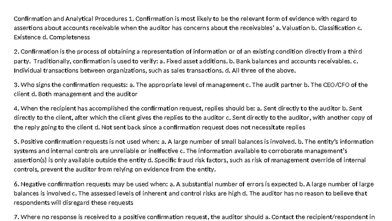 Auditing 101 MCQs - Reviewer for Final Exam - Studocu