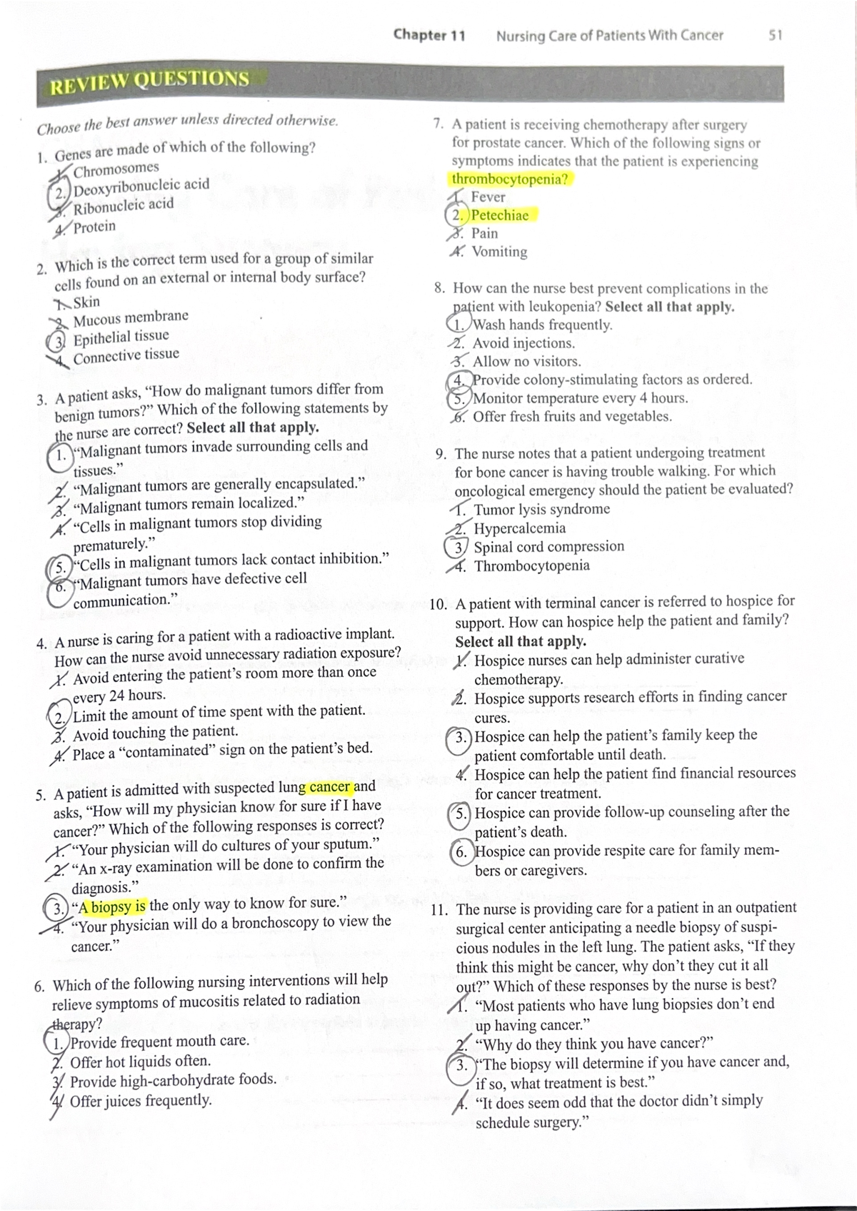 Ch11 Nursing Care of Cancer Patients - Study Guide Review - Studocu