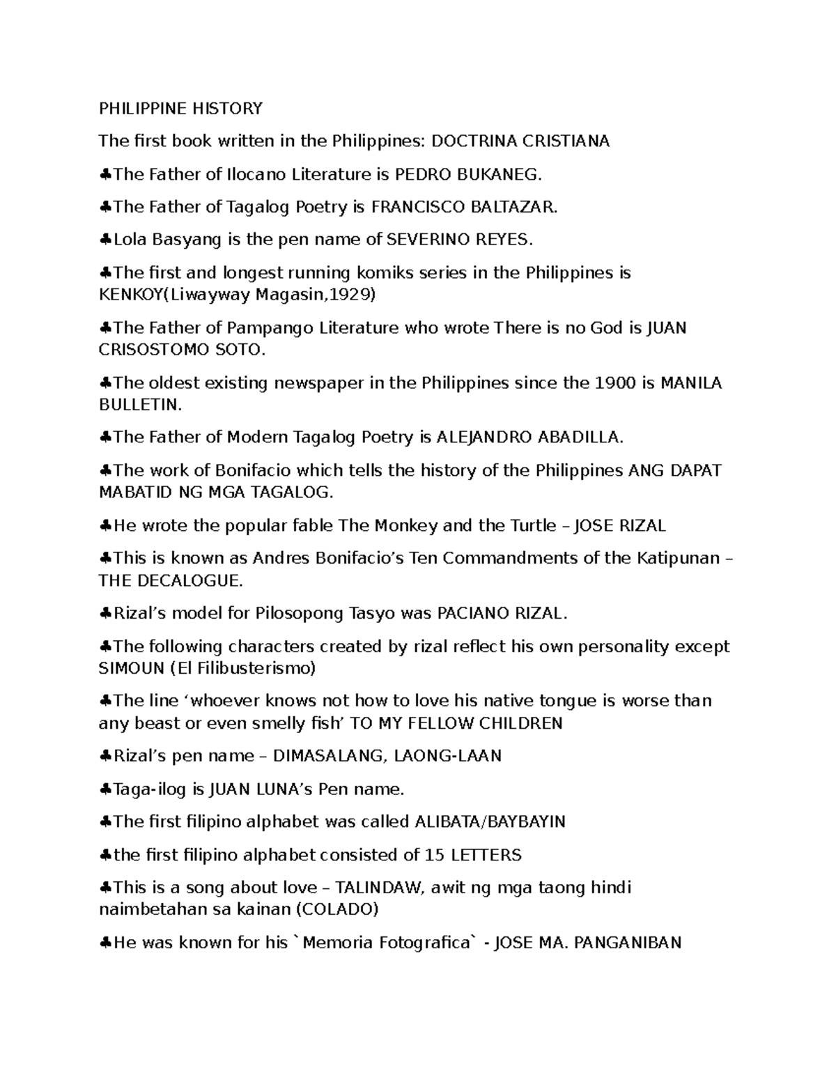 PHILIPPINE HISTORY: Key Figures and Literary Works Reviewer - Panitikan ...