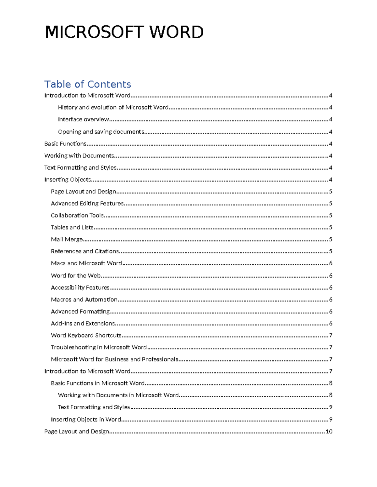 Microsoft Word Overview: Features, Functions, and Tools - Studocu