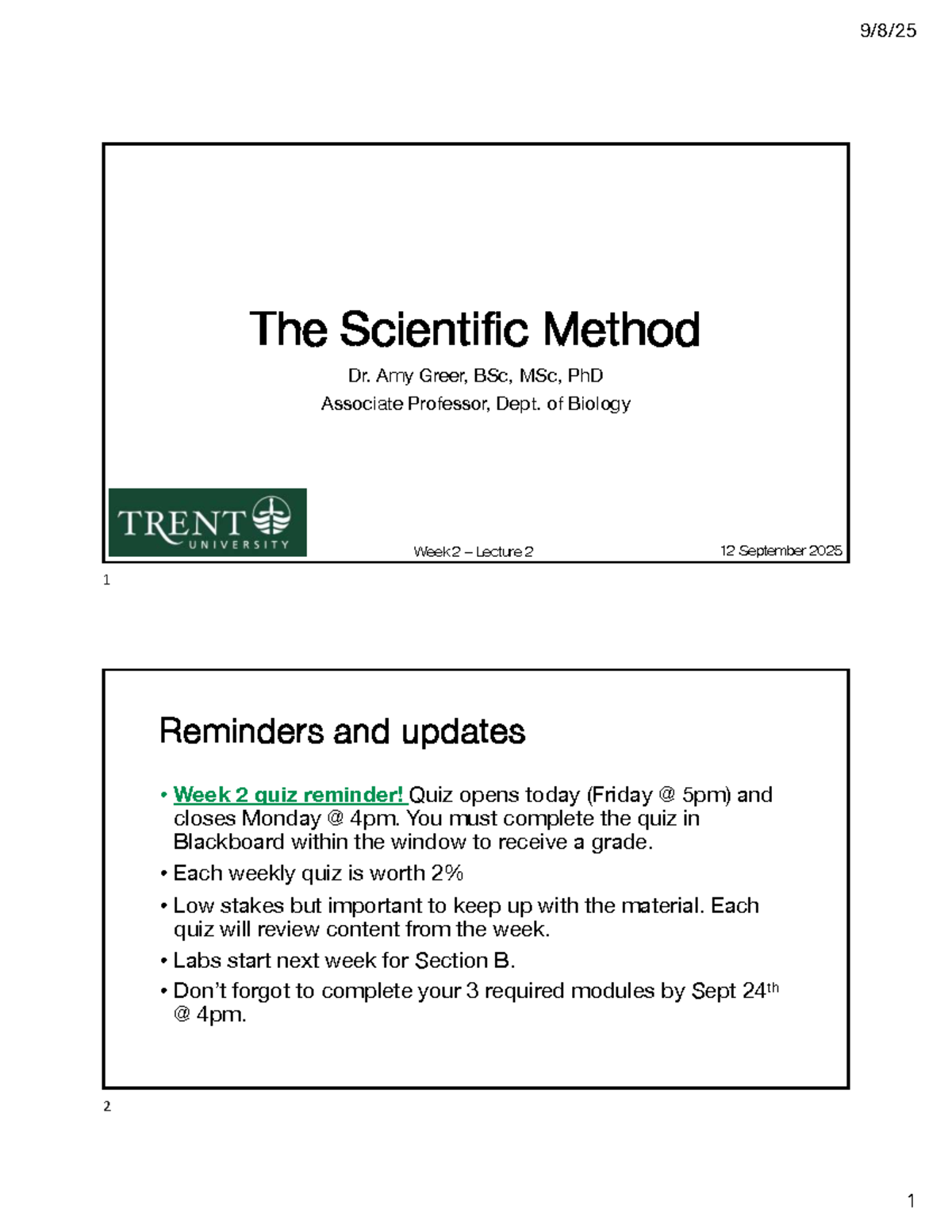 Biology 101: The Scientific Method - Lecture Notes - Studocu