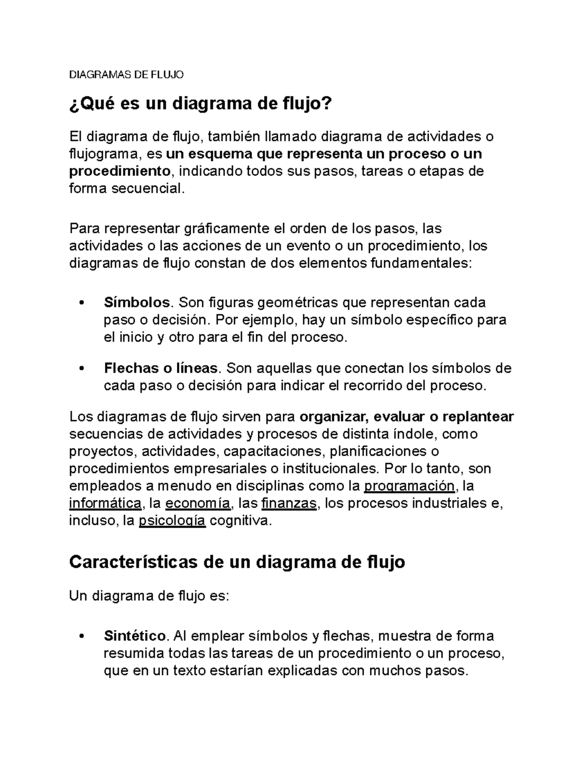 diagrama de flujo - Para representar gráficamente el orden de los pasos ...