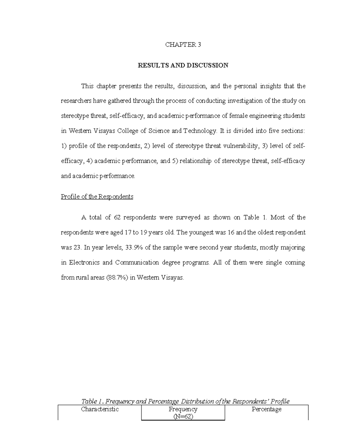 CHAPTER 3: Results & Discussion on Stereotype Threat in Female ...