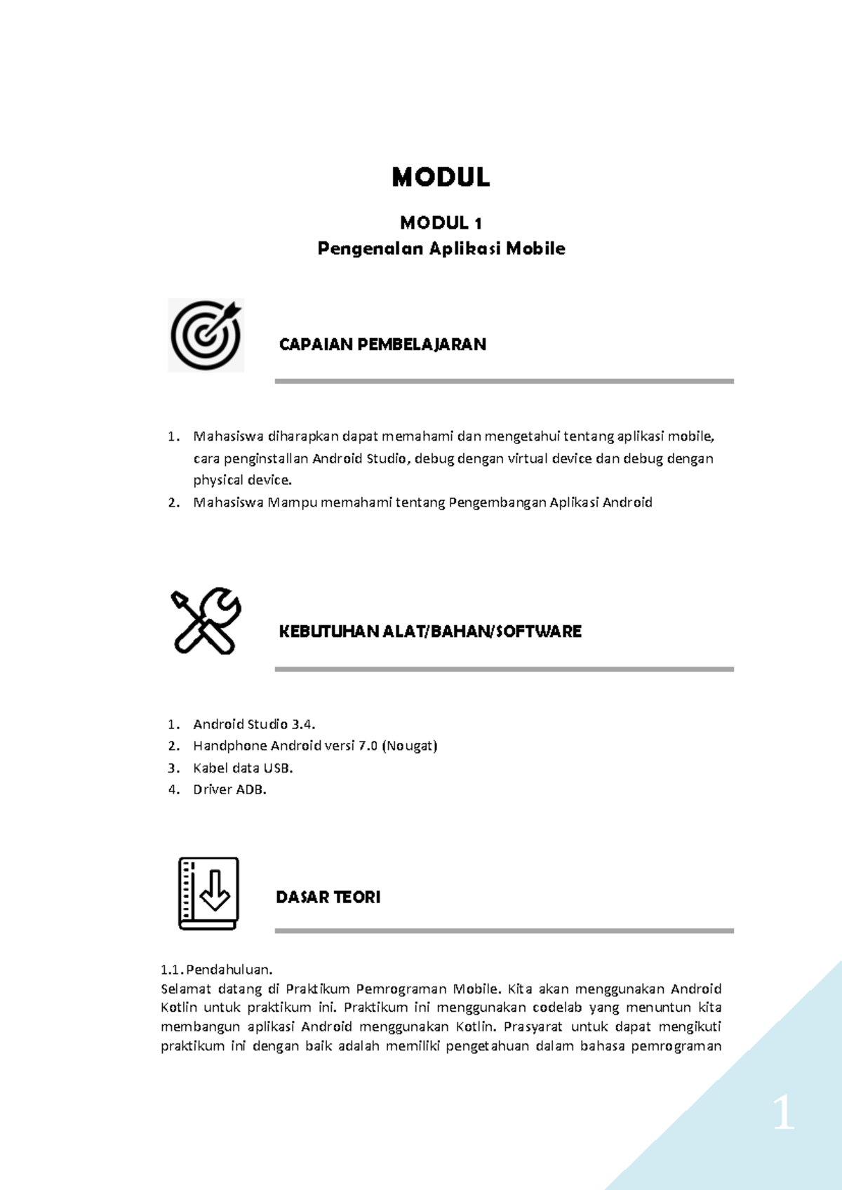 Modul 1: Praktikum Pemrograman Mobile dan Pengenalan Aplikasi Android ...