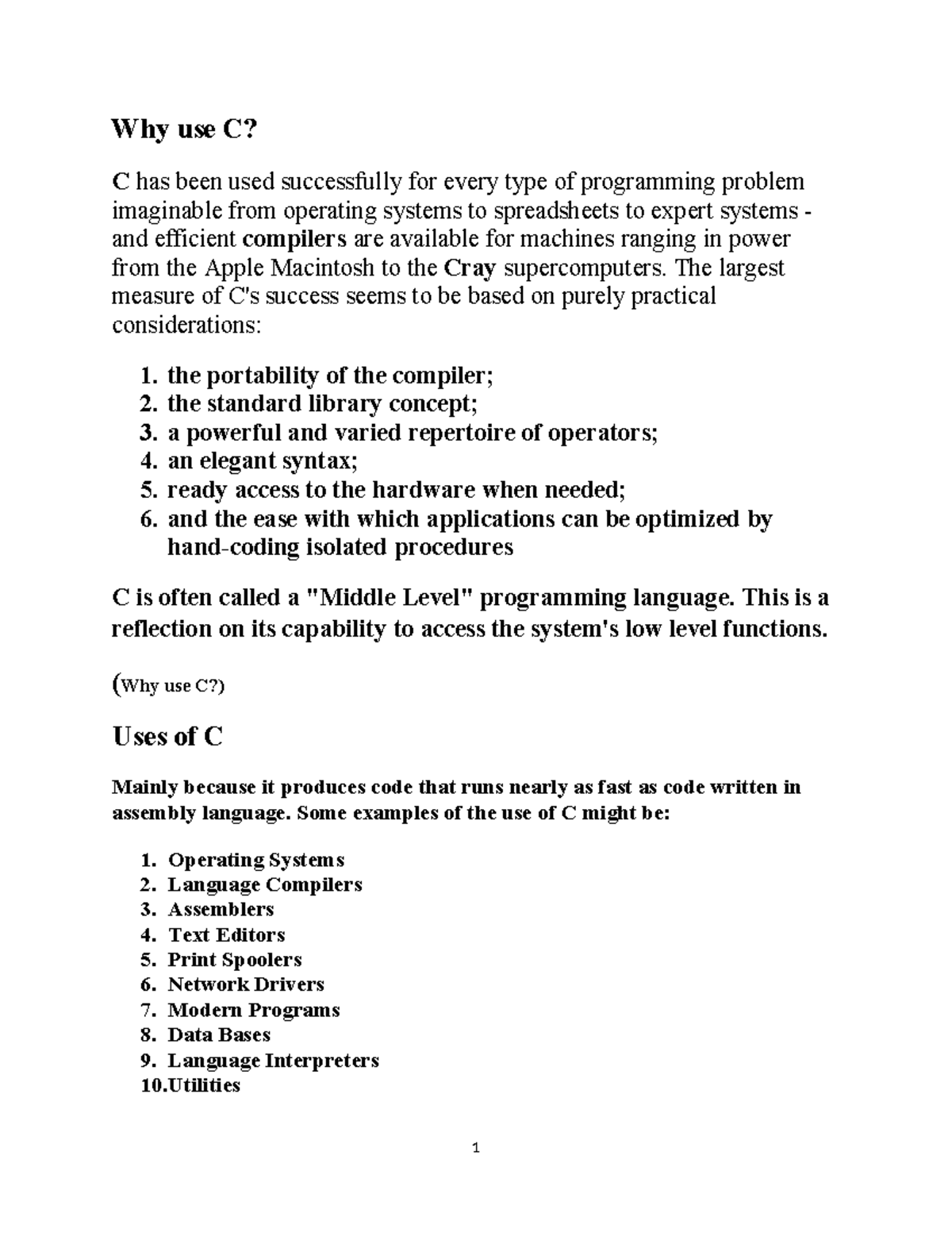 COMP 111-112 - C Programming Notes Overview - January 2025 - Studocu