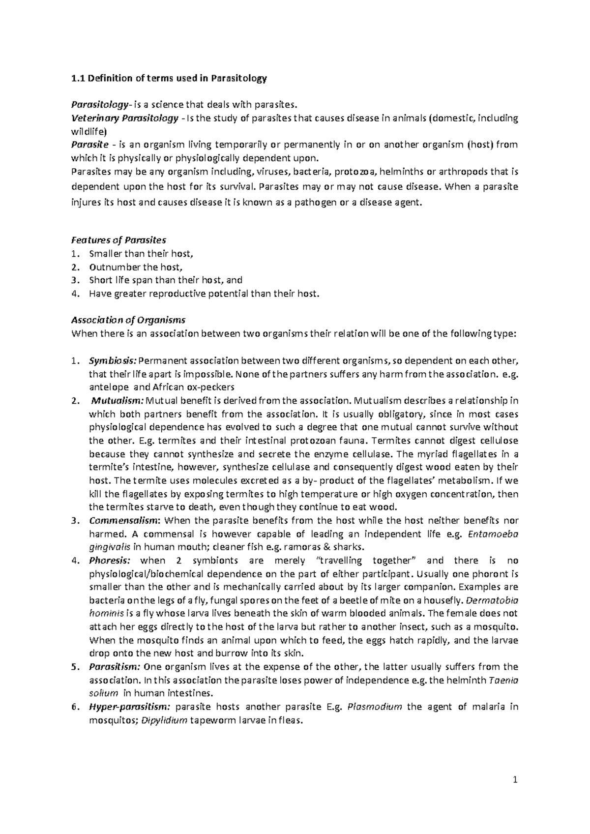 Chapter 1 Notes: Key Concepts in Parasitology (GVG 2025) - Studocu