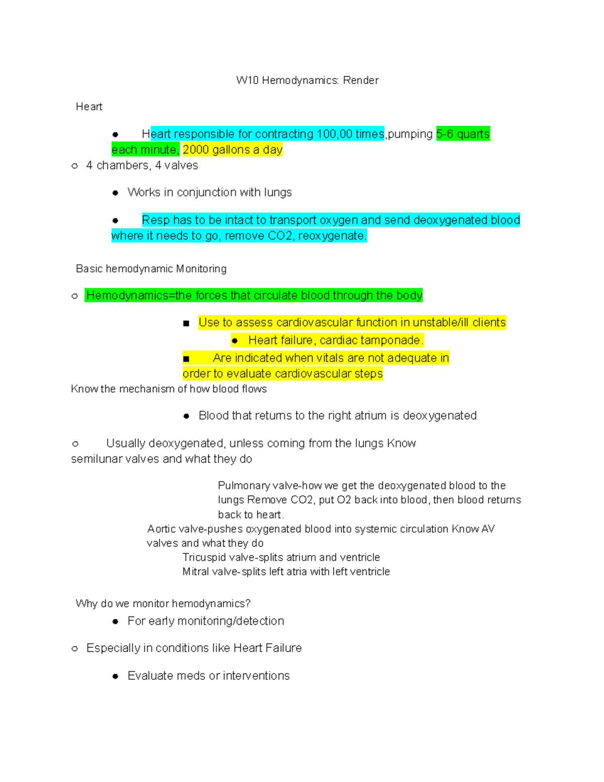W10 Hemodynamics: Understanding Cardiac Function and Monitoring ...