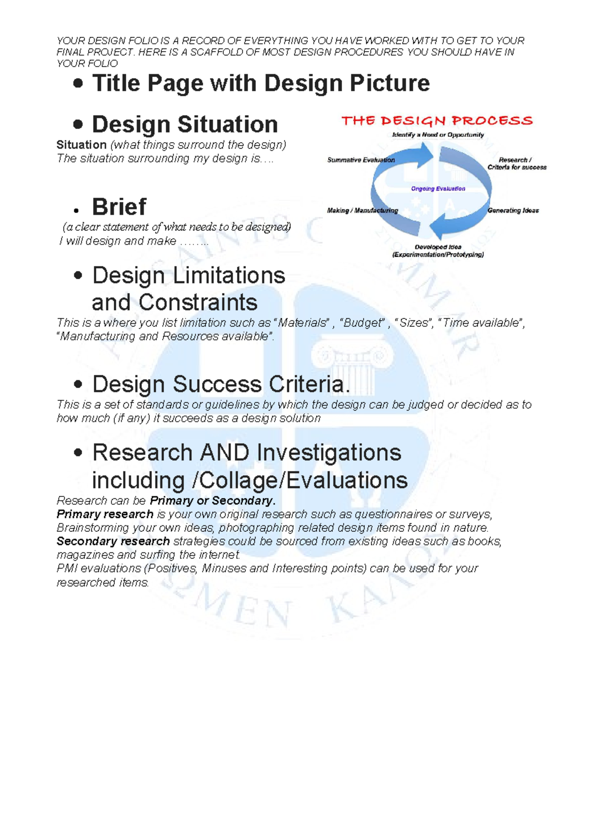 Design Folio Scaffold for Final Project - DT - Studocu