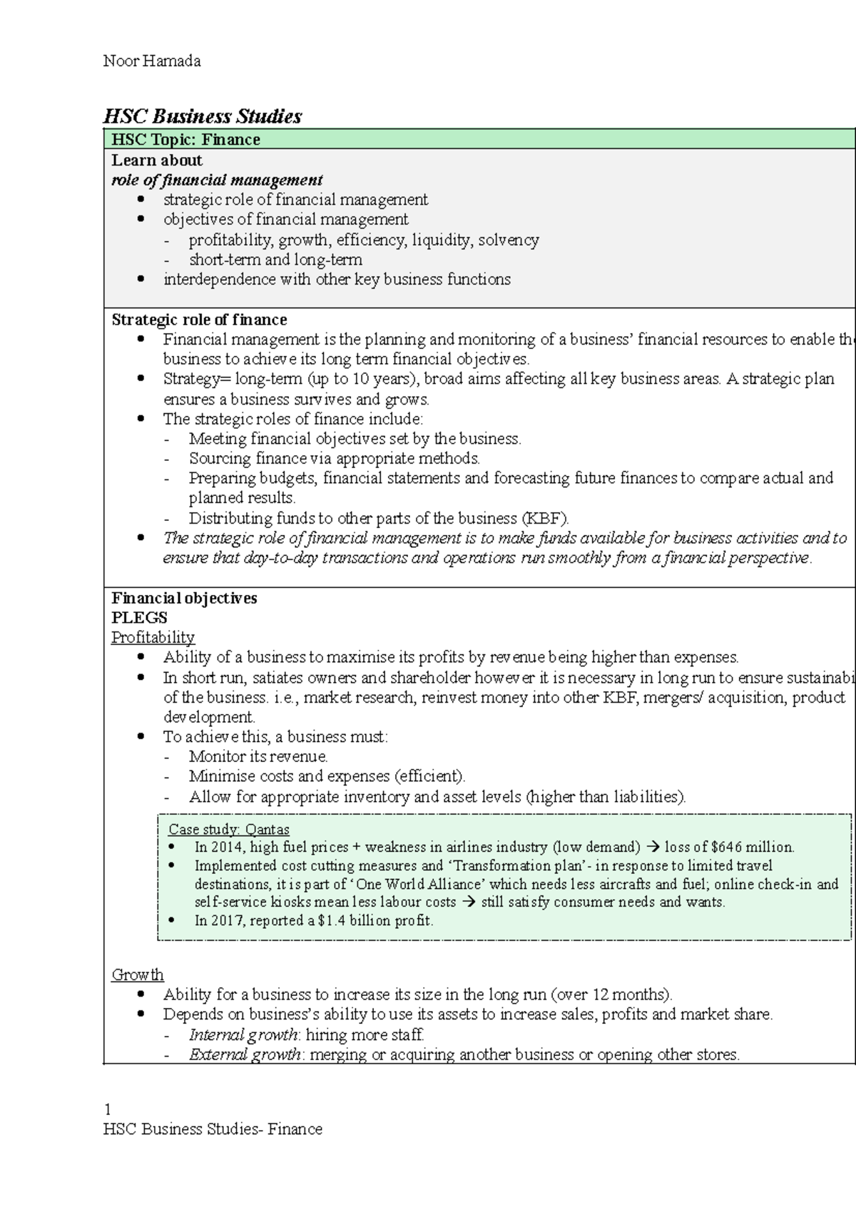 HSC Business Finance: Strategic Role and Objectives of Financial ...