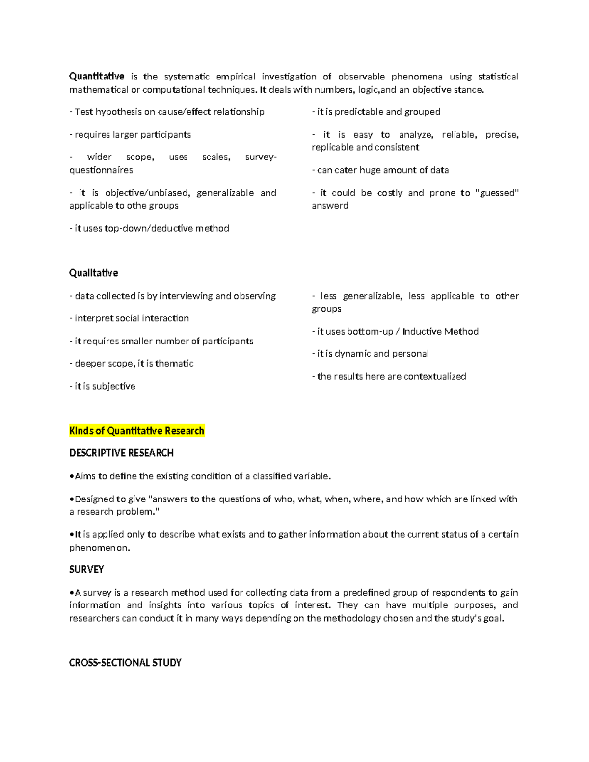 PR2 - Reviewer: Overview of Quantitative & Qualitative Research - Studocu