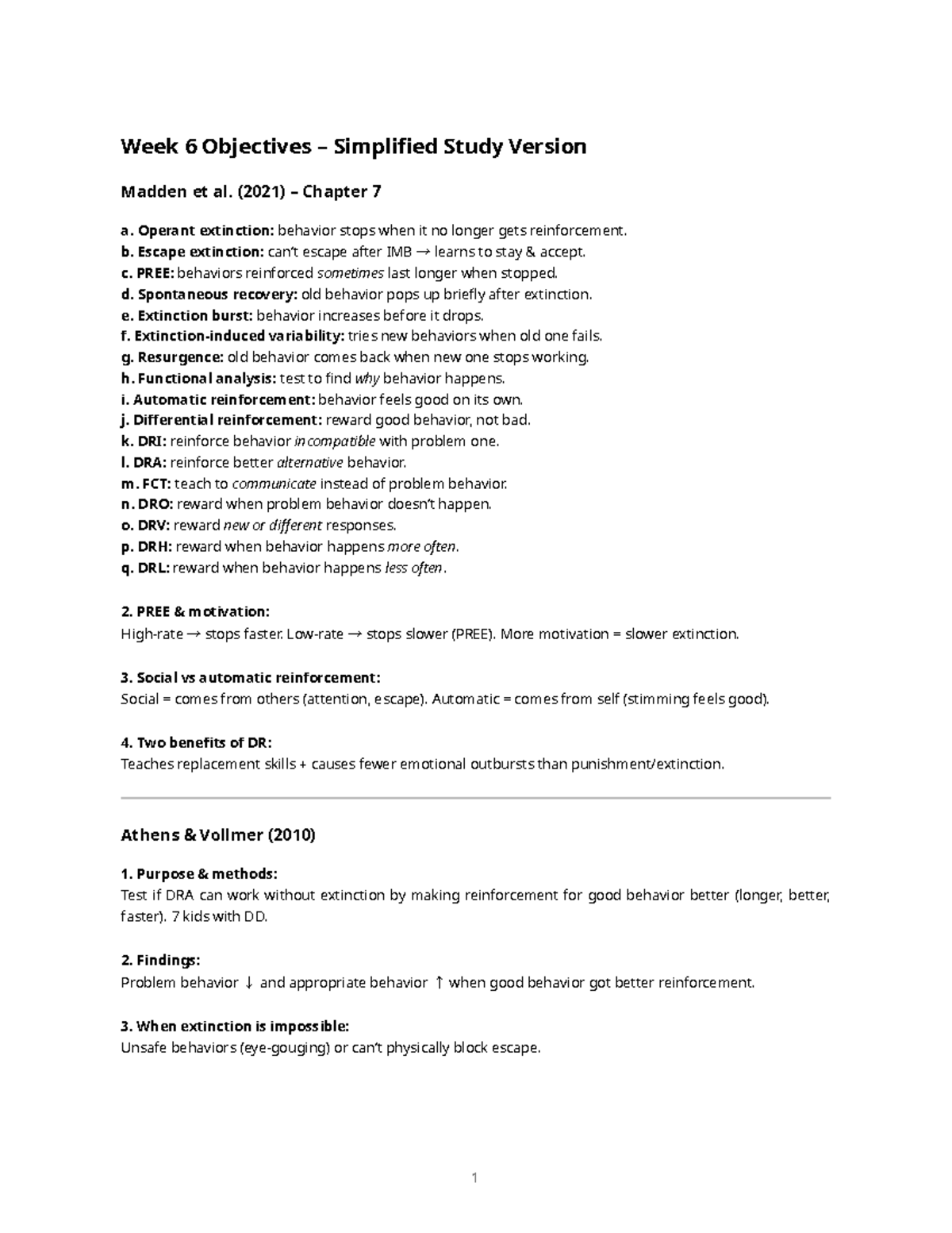 Week 6 Objectives Simplified - Behavioral Analysis Study Notes - Studocu