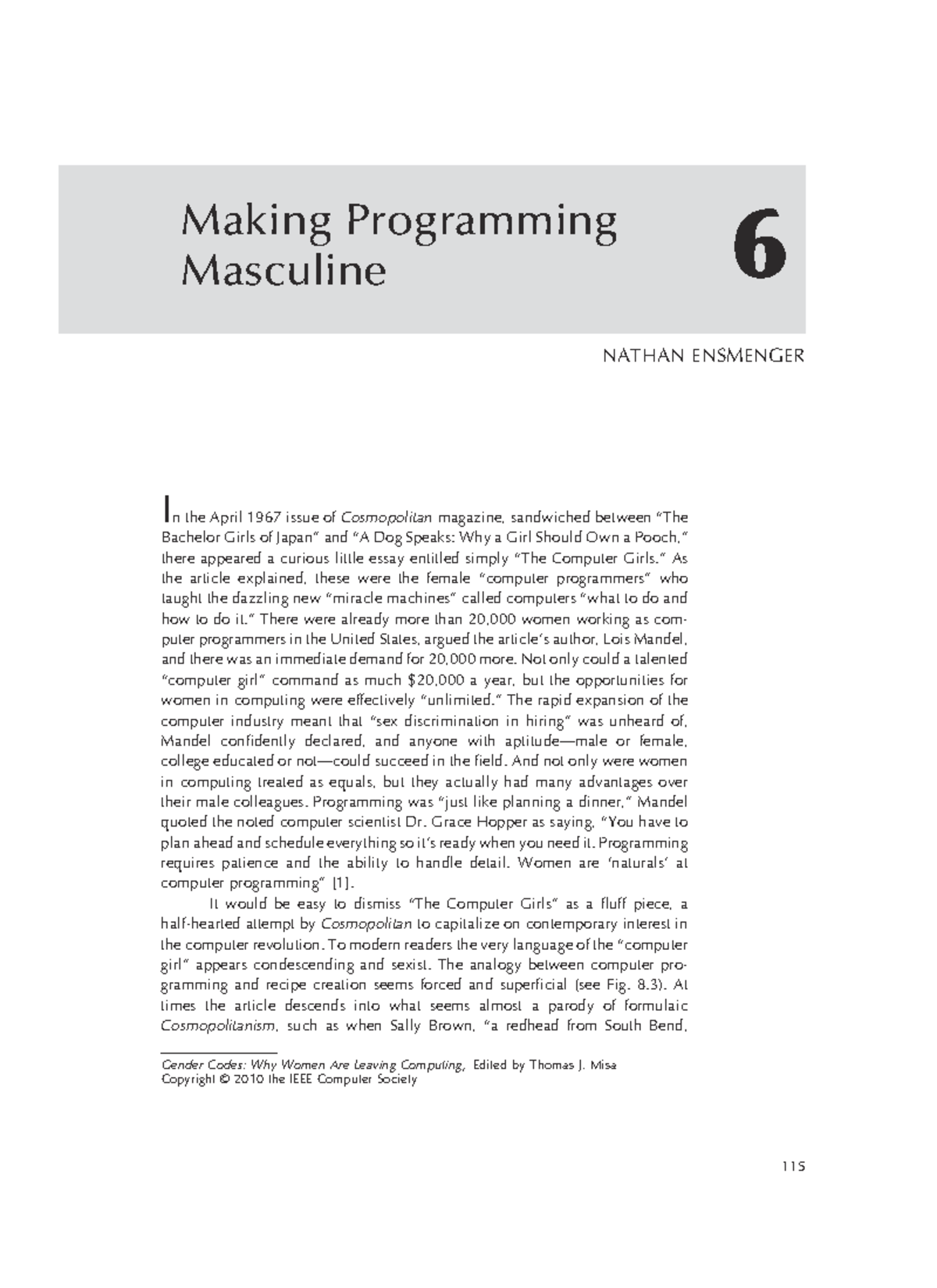 Making Programming Masculine: Gender Dynamics in Early Coding History ...
