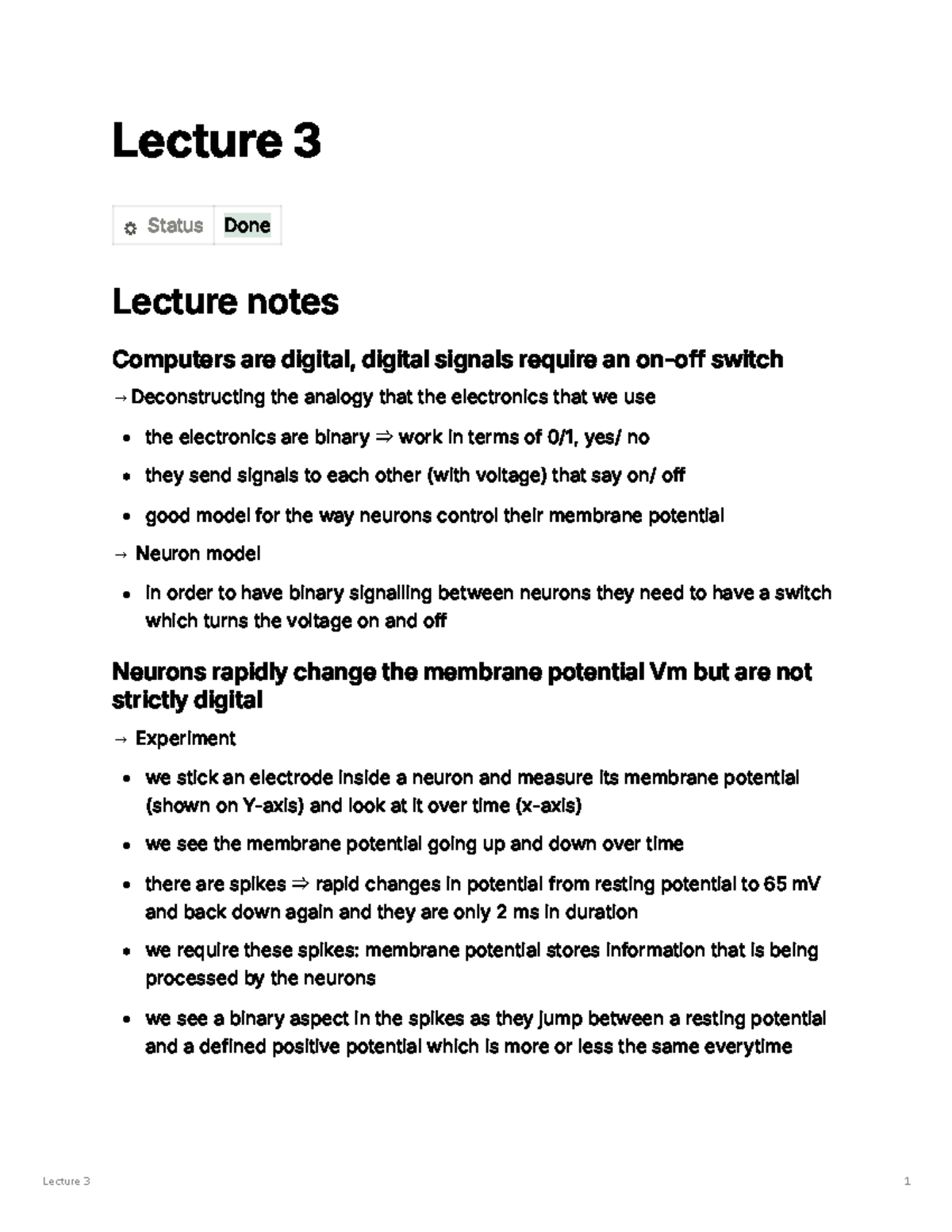 Lecture 3: Neuron Signaling and Membrane Potential Analysis - Studocu
