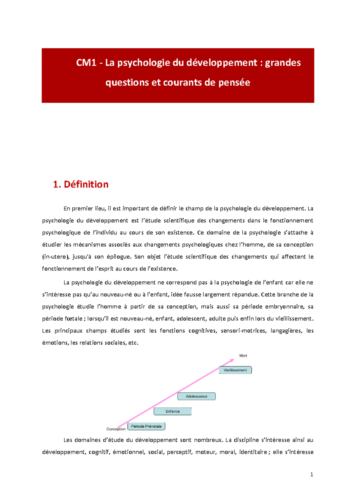 CM1 - La psychologie du développement - Définition En premier lieu, il ...