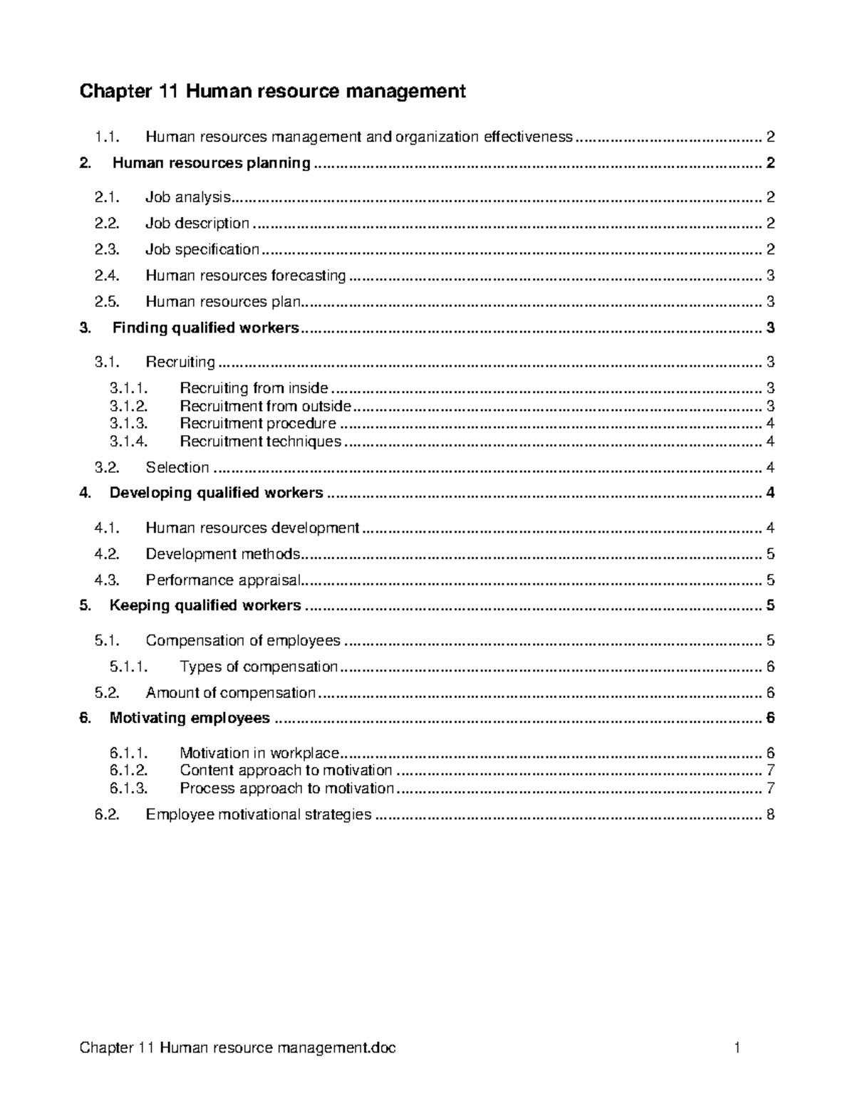 Chapter 11 HR Management Summary for Effective Workforce Planning - Studocu