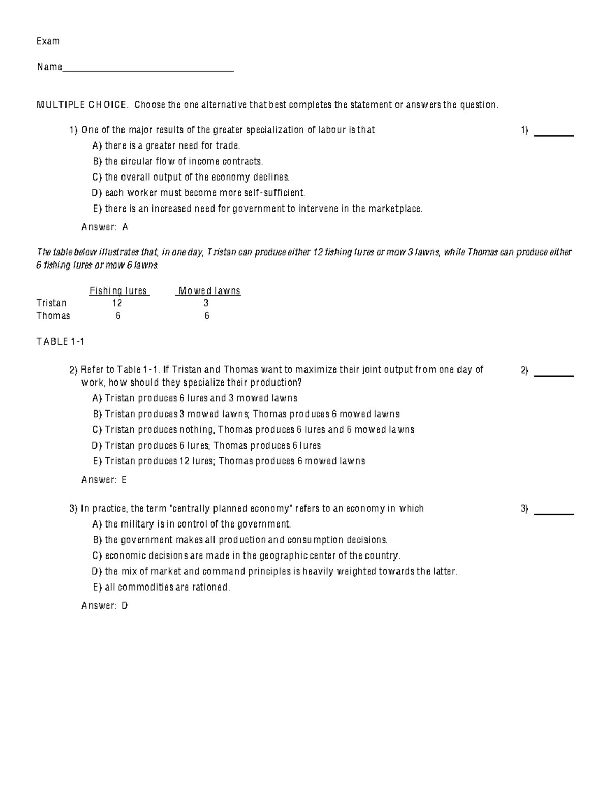 Sample Midterm - Exam N ame___________________________________ M U ...