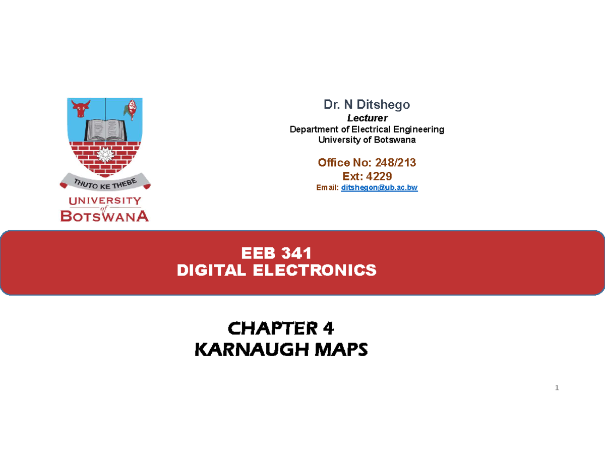 EEB 341 Digital Electronics Chapter 4: Karnaugh Maps Explained - Studocu