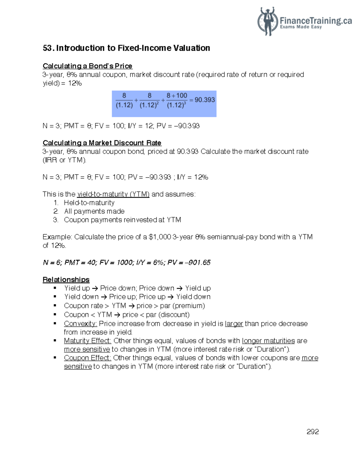 Bond Notes - 53. Introduction to Fixed-Income Valuation Calculating a ...