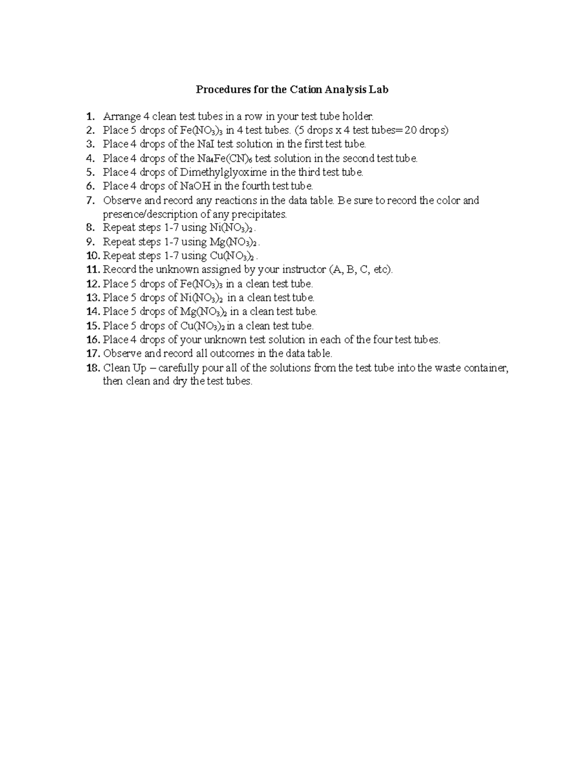 CATION 2023 Lab Protocols: Comprehensive Cation Analysis Procedures ...