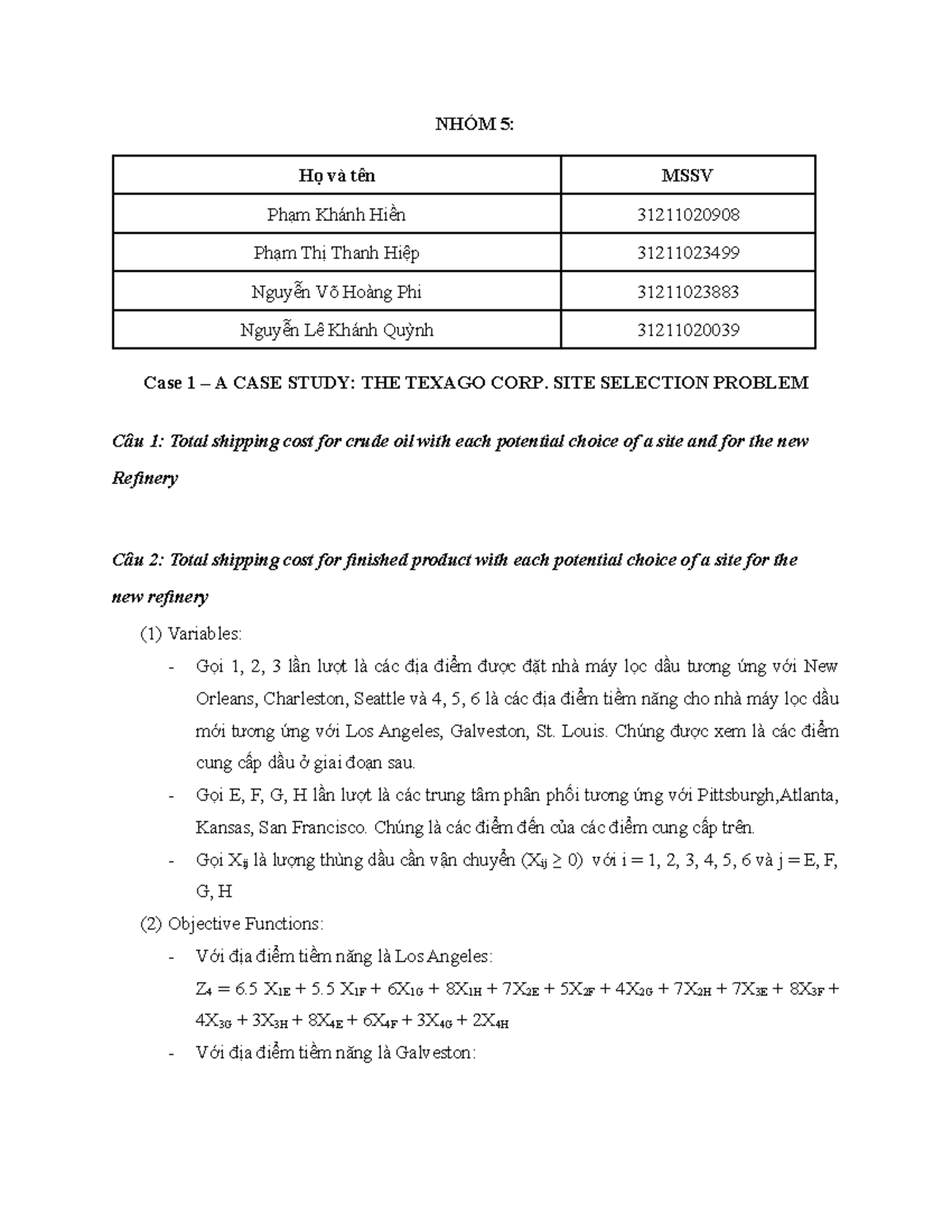 736153066- Texego - Texago Keys - NHÓM 5: Họ và tên MSSV Phạm Khánh ...