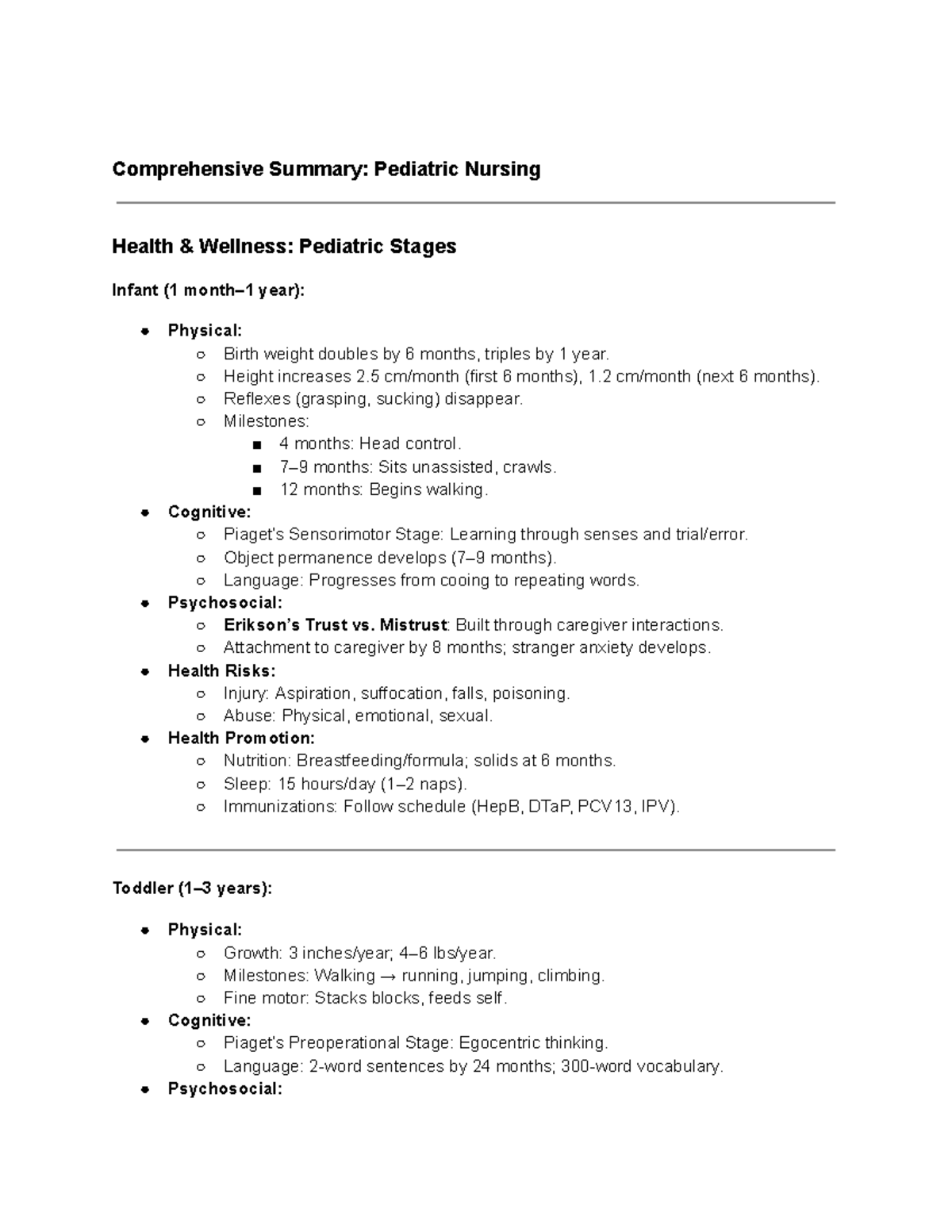 Peds Nursing Exam Notes: Comprehensive Overview & Care Strategies - Studocu