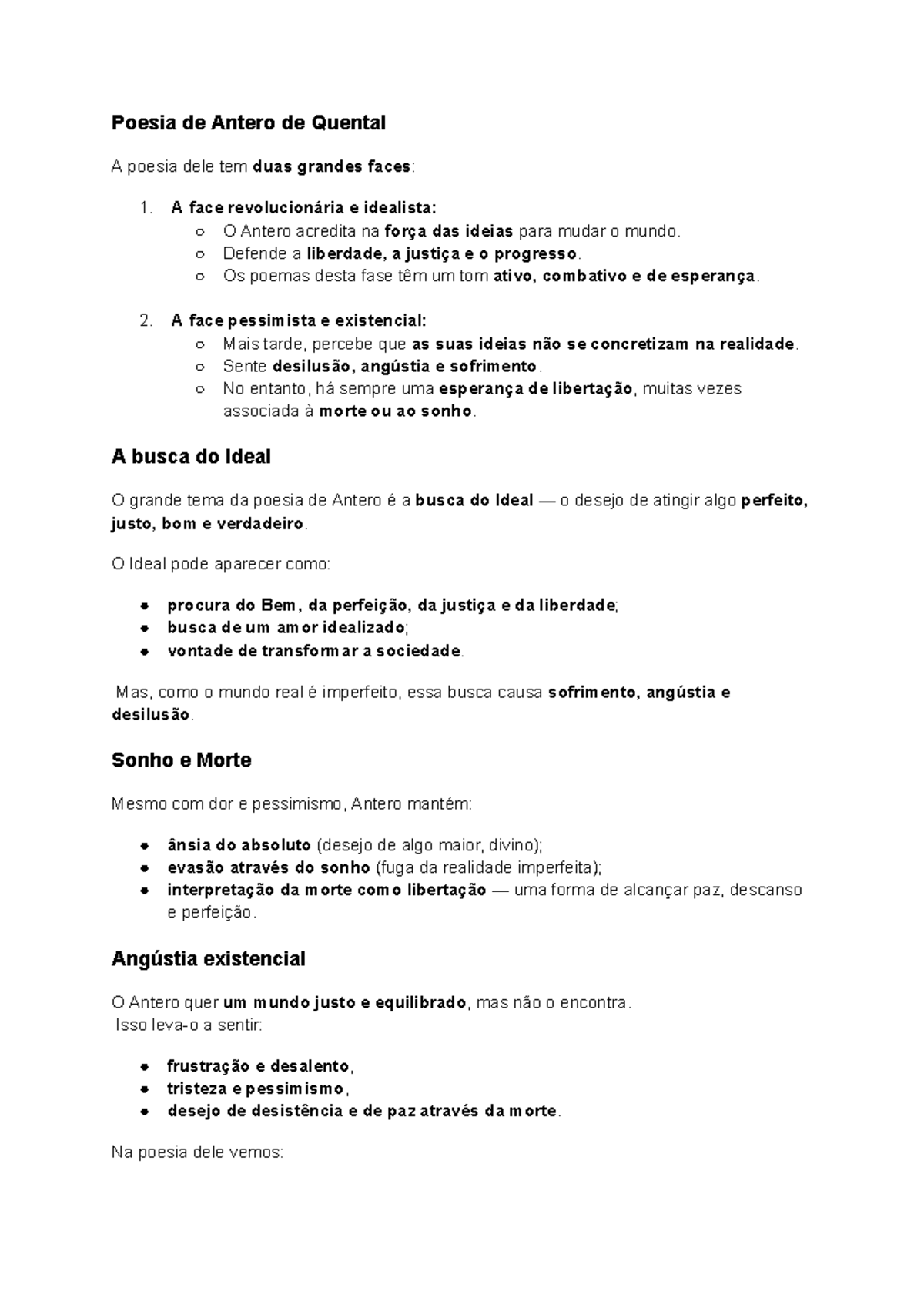 Resumo Do Teste De Poesia Antero De Quental E Ces rio Verde Studocu