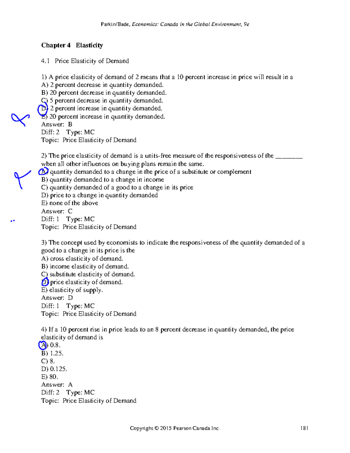 4 2017, questions and answers - Chapter 4 Elasticity 4 Price Elasticity ...