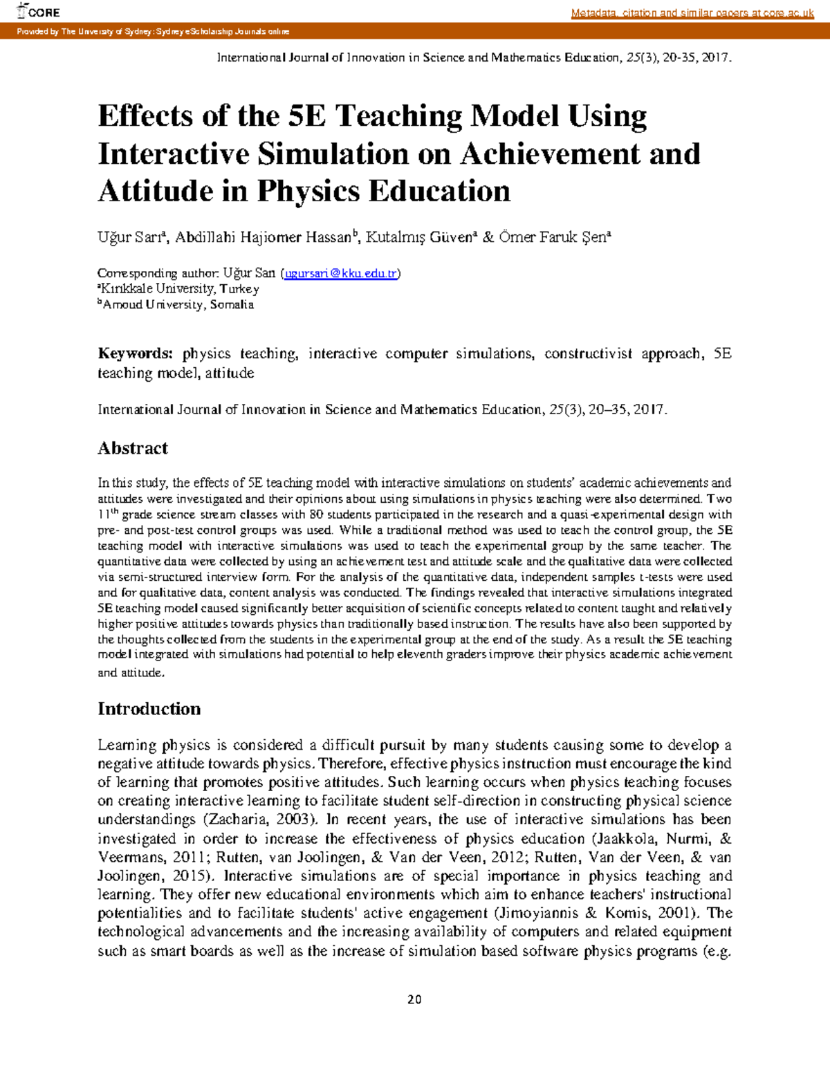 Effects of 5E Teaching Model with Simulations on Physics Learning - Studocu