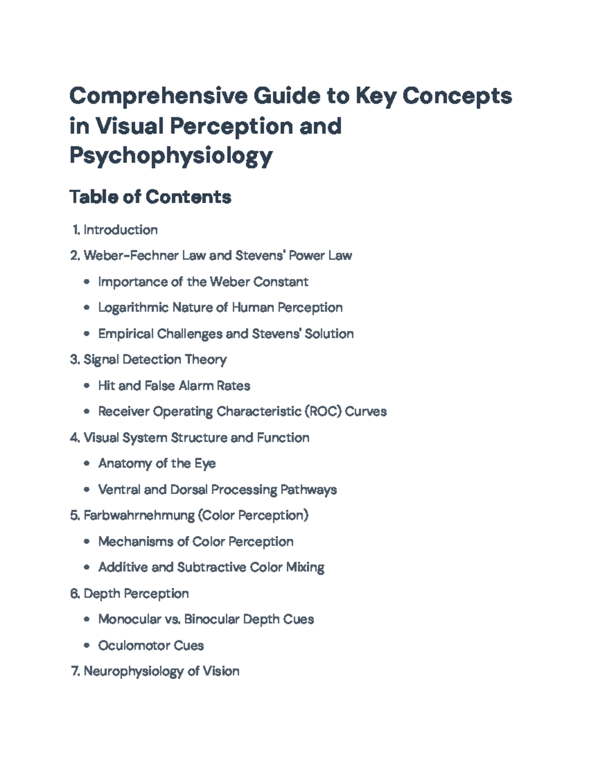 Comprehensive Guide to Visual Perception & Psychophysiology ...