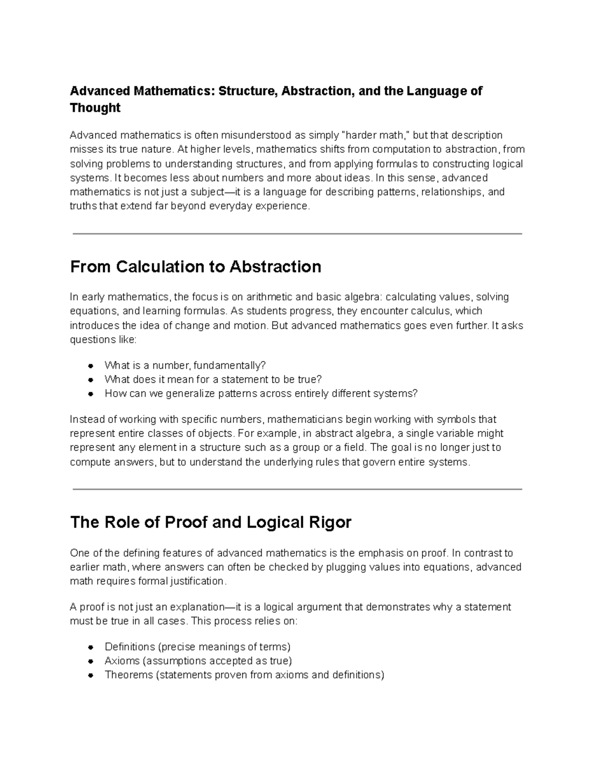 Advanced Mathematics: Structure and Abstraction Insights (MATH 101 ...