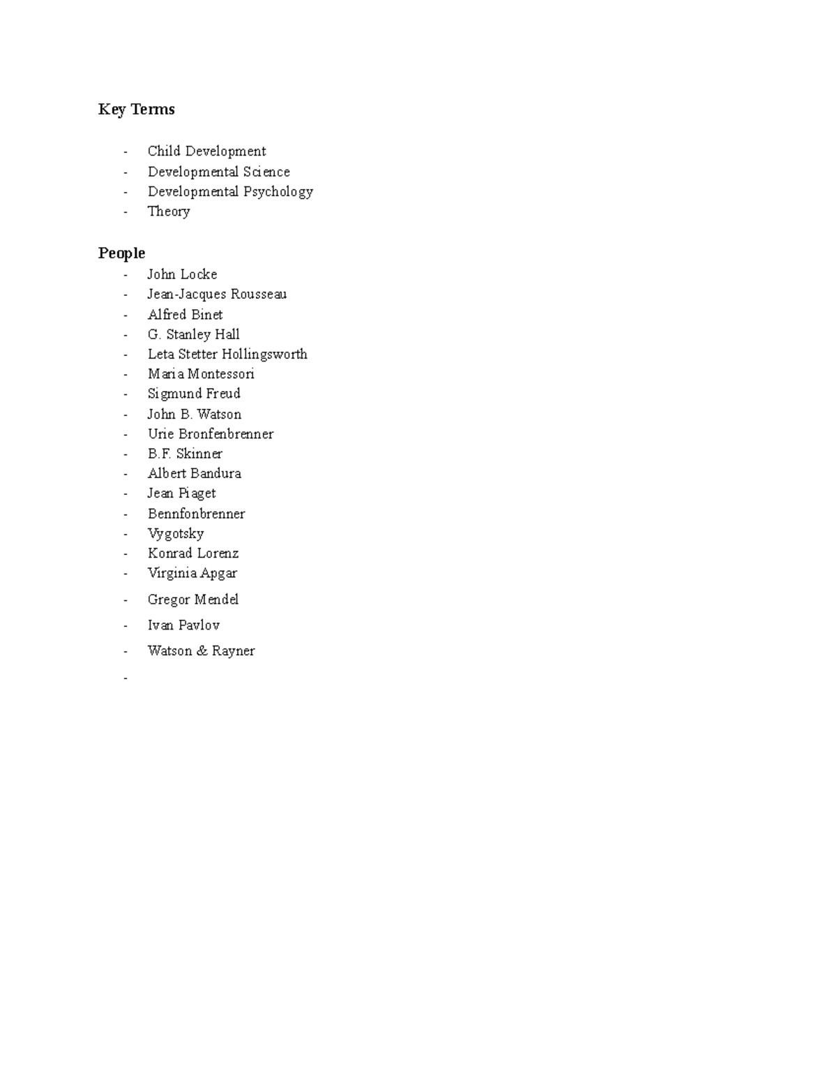 Developmental Psych Lecture - Key Terms Child Development Developmental ...