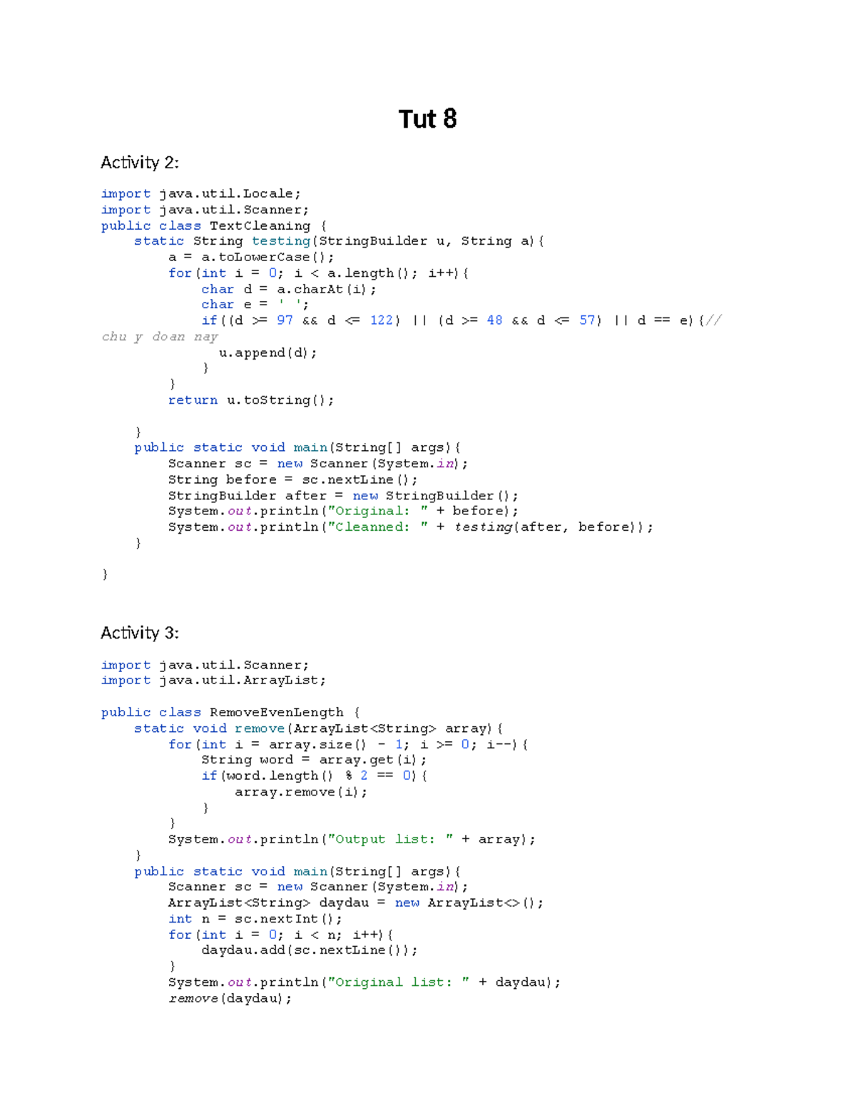 TUT891011 - Java Programming Activities and Exercises - Studocu