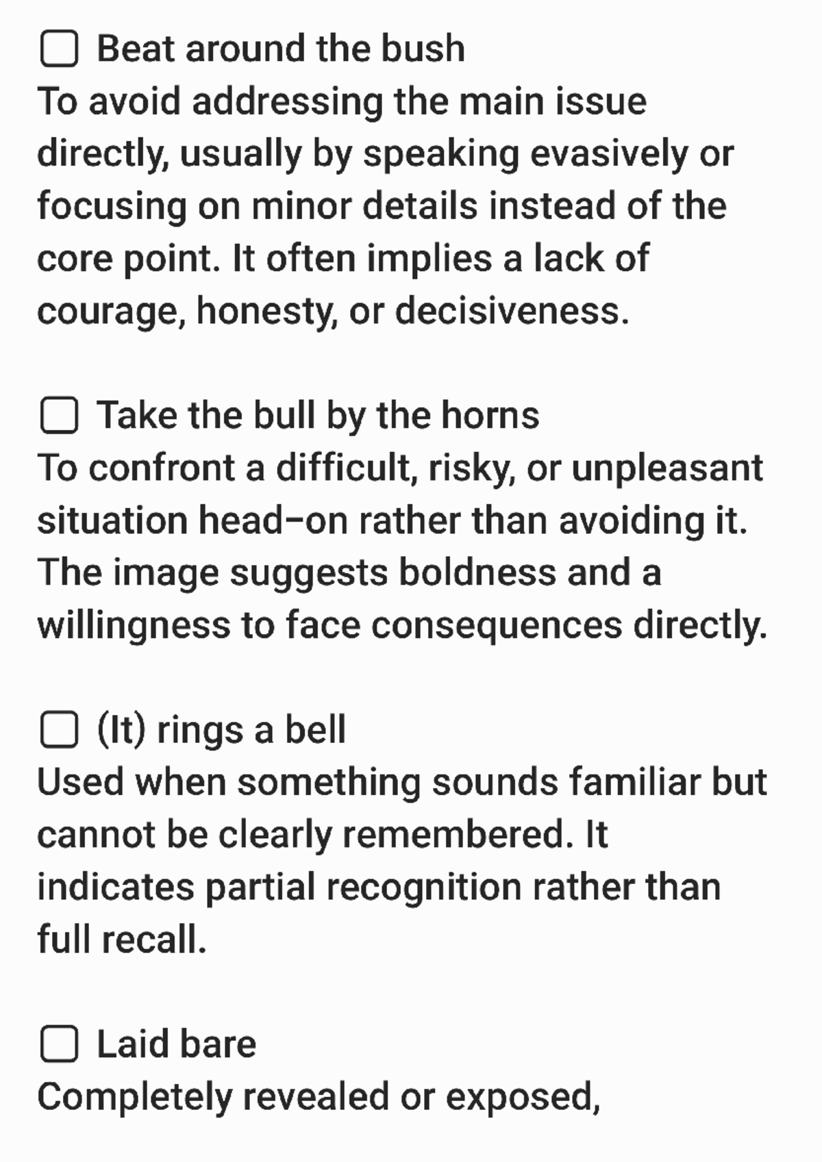 Idioms and Their Meanings - English C2 Materials 2c - Studocu