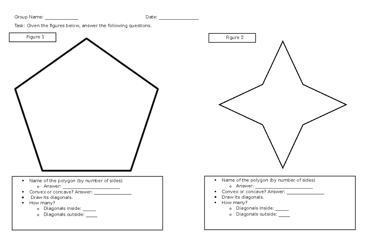 Geometry Group Task: Analyzing Polygons and Their Diagonals - Studocu