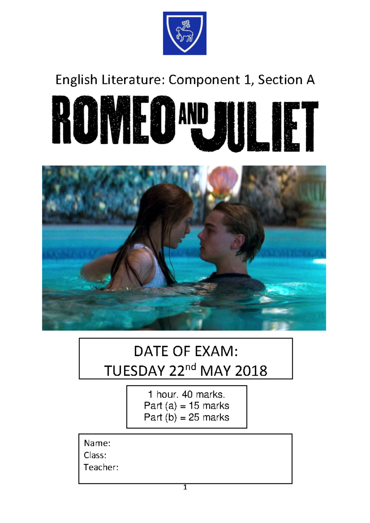 LIT 101: Romeo and Juliet Revision Guide for Final Exam - Studocu