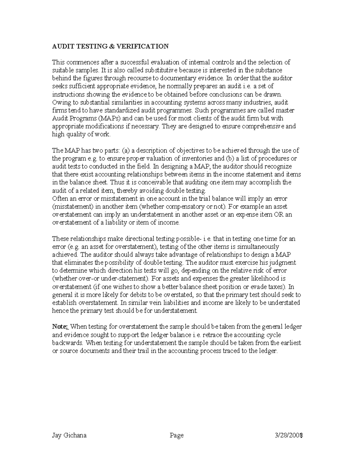 CHP-10- Audit Testing - An a student - AUDIT TESTING & VERIFICATION ...