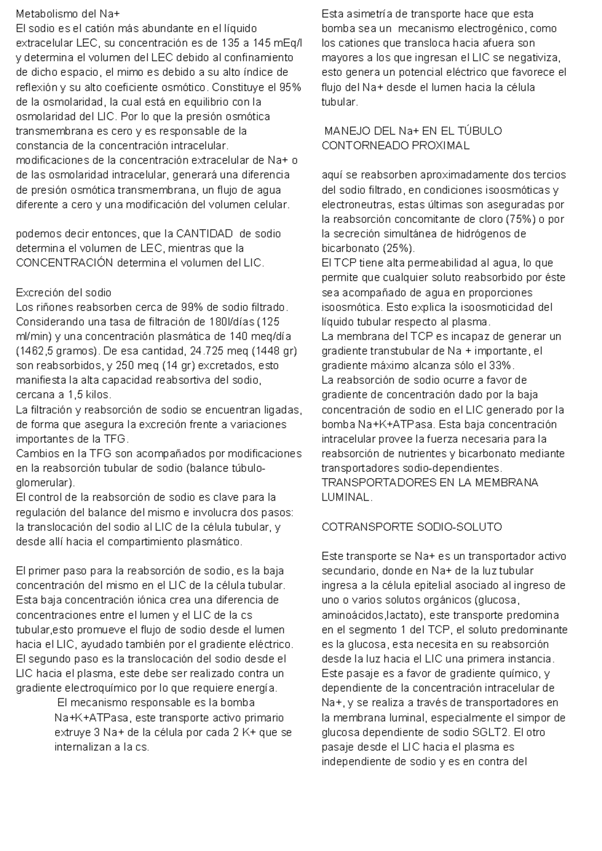 Metabolismo del Sodio (Na+) en el Líquido Extracelular: Funciones y ...