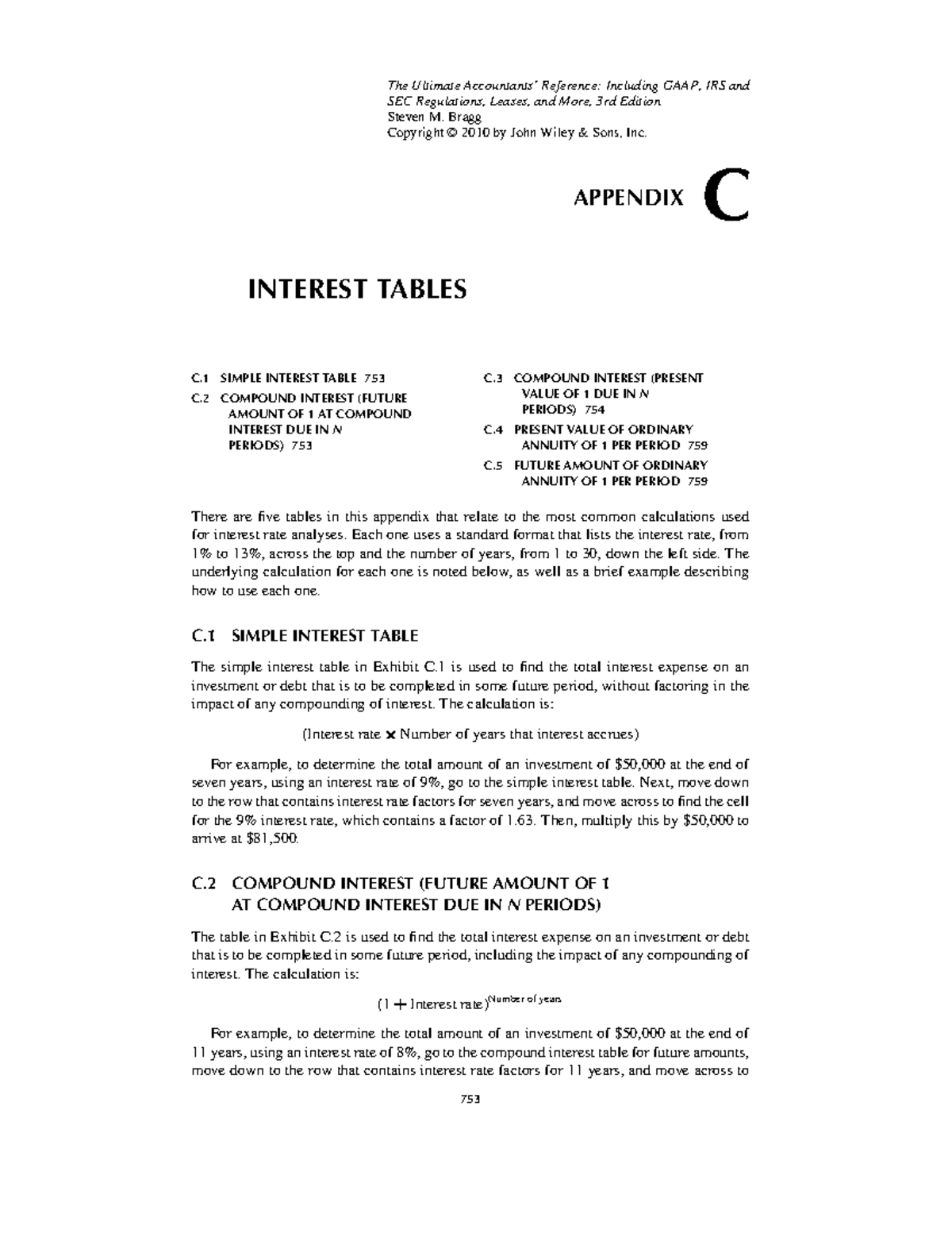 Interest Tables - P1: OTA/XYZappC JWBT215/Bragg P2: ABCC.1C SIMPLE ...
