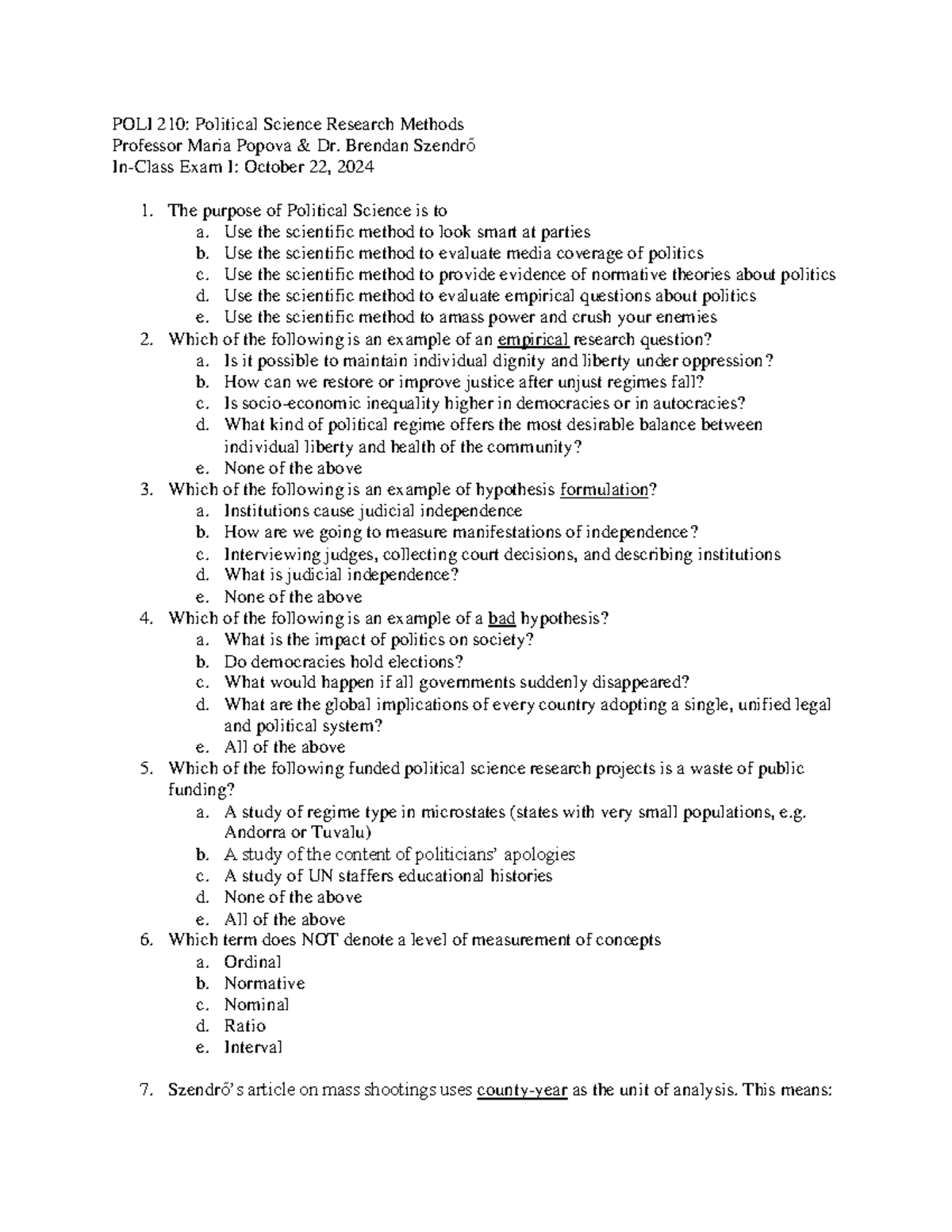Poli 210 Fall 24 Midterm Exam Study Guide - Research Methods Insights ...