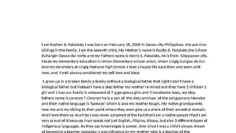 Biography of Roshen B. Pabalate: A Journey of Resilience and Pride ...
