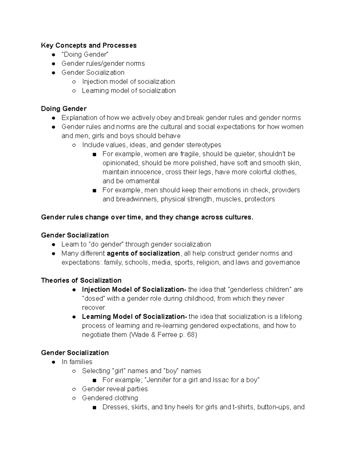 SOC-220 Final Exam Notes: Understanding Gender and Socialization - Studocu