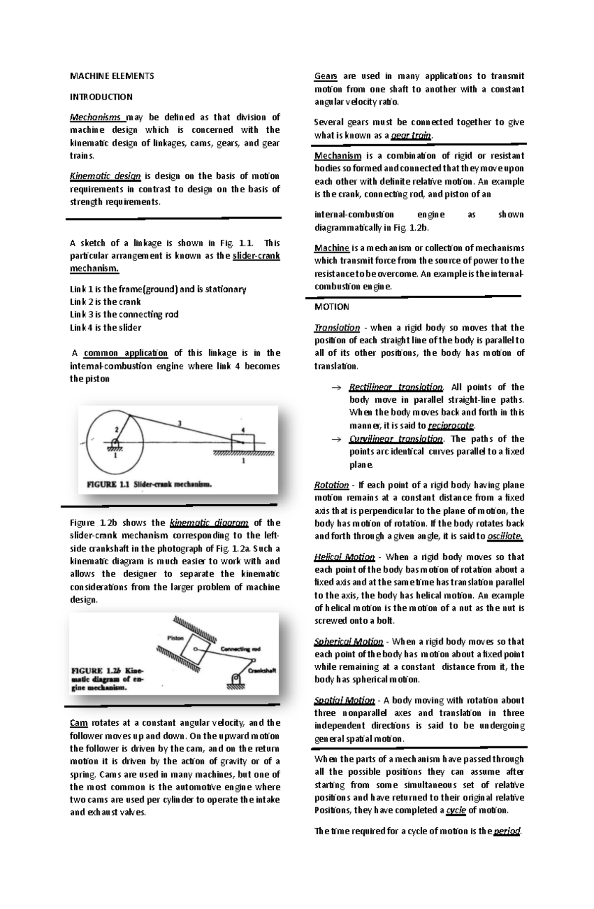 MACHINE MECHANISMS: Kinematic Design & Motion Principles - Studocu