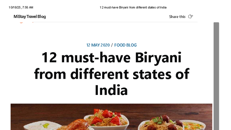 12 Must-Have Biryani Varieties from Different States of India - Studocu