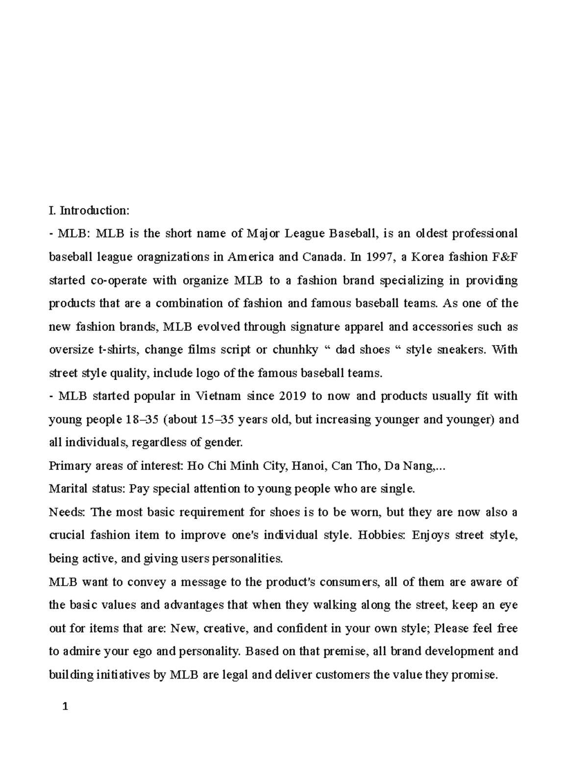 Asm - 1.MCH 2021 - ... - I. Introduction: MLB: MLB is the short name of ...