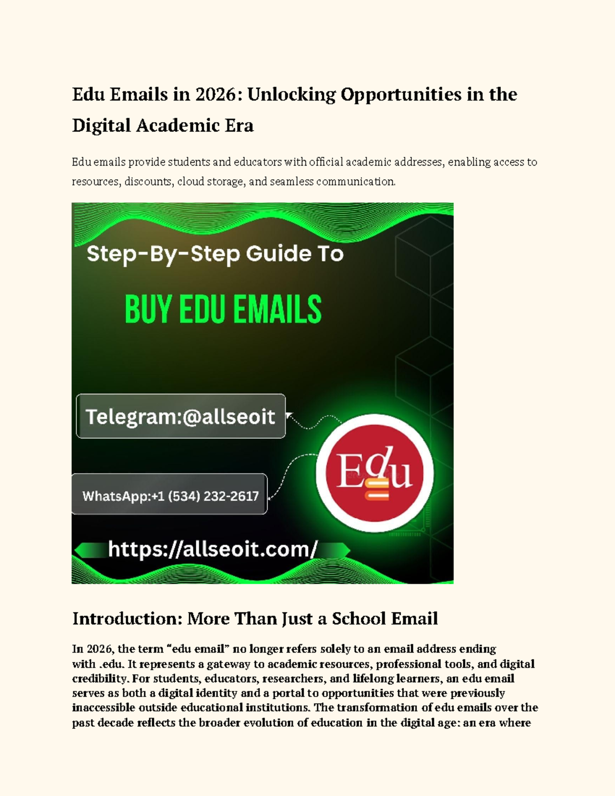 Edu Email Accounts in 2026: A Comprehensive Buying Guide - Studocu